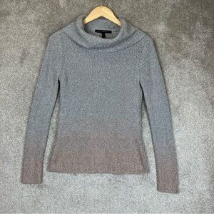 White House Black Market Sweater Womens Small Silver Metallic Cowl Neck- 1343*